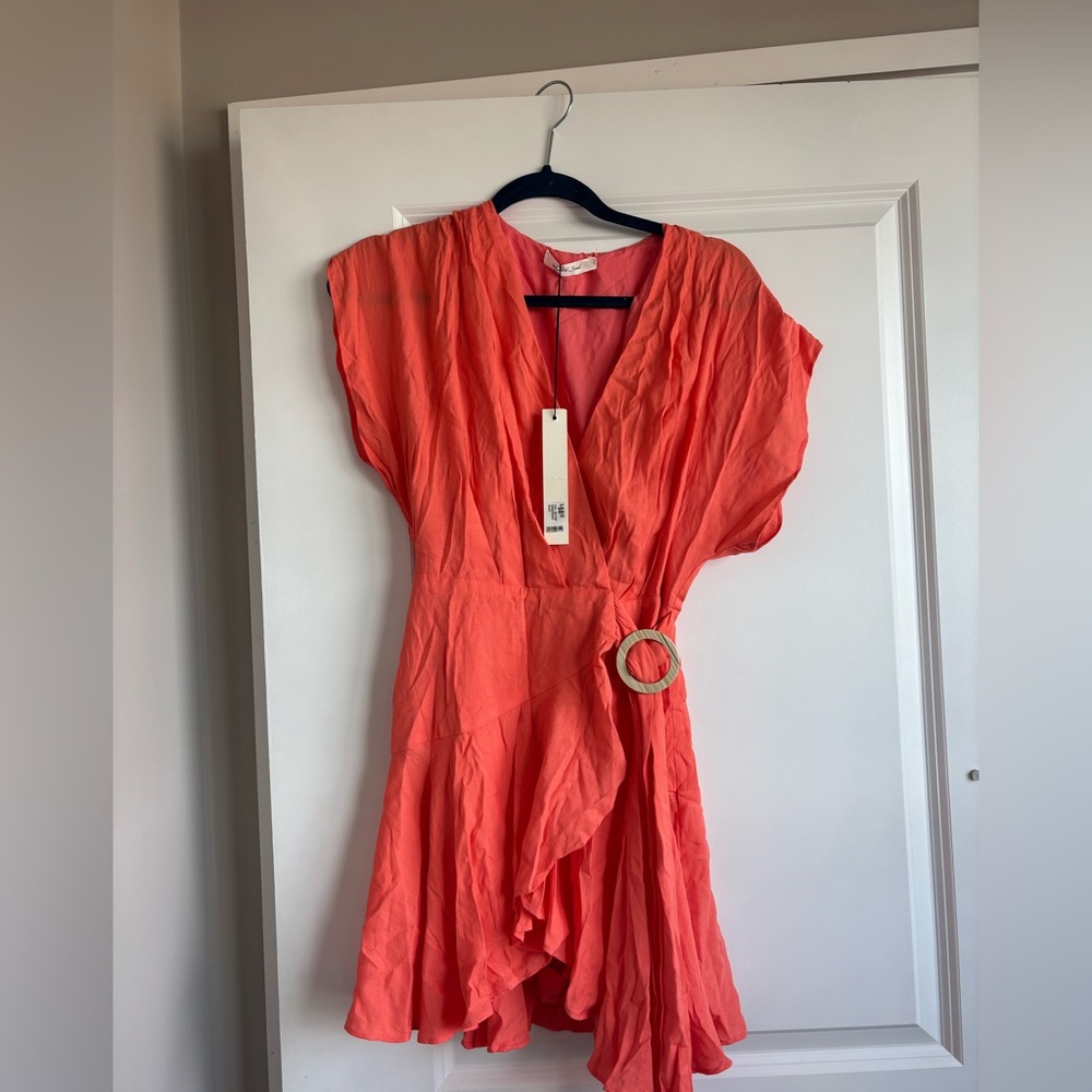 Impeccable Pig Coral Wrap Dress with Belt